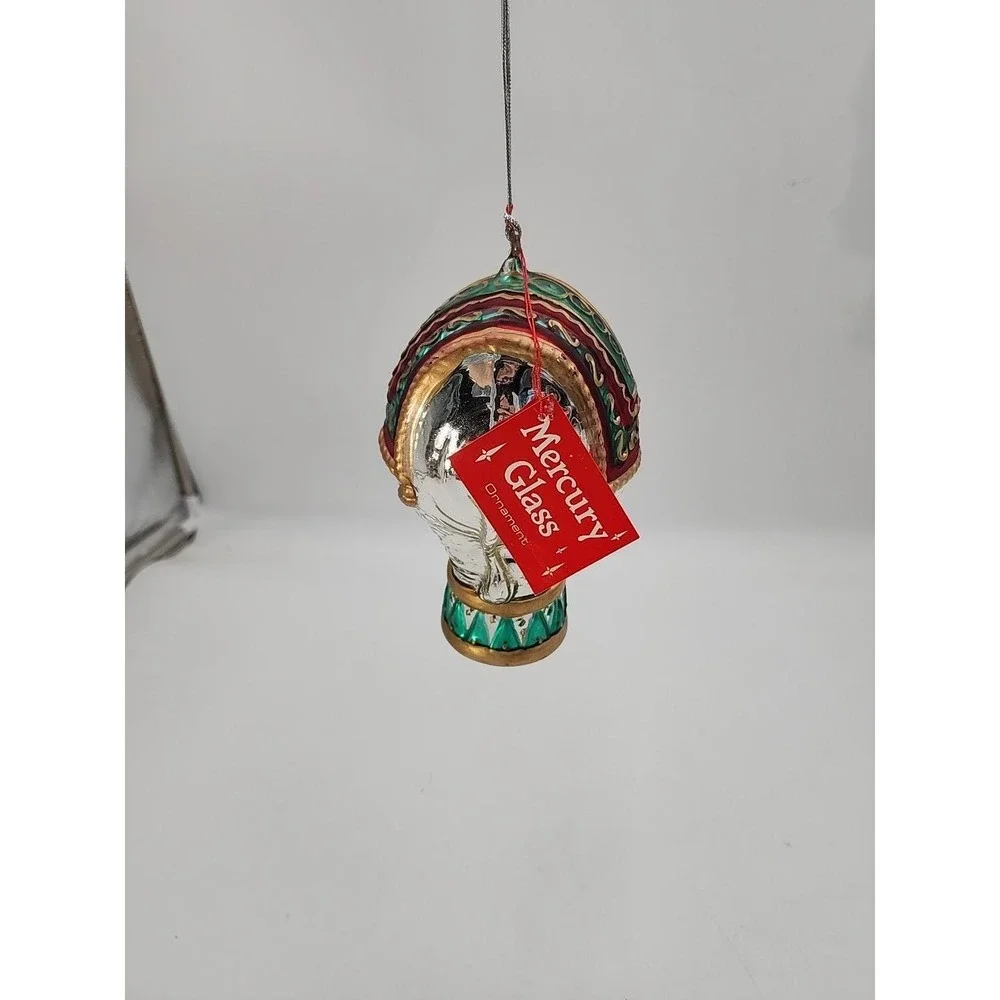 Vintage Department 56 Circus Elephant Mercury Glass Christmas Ornament